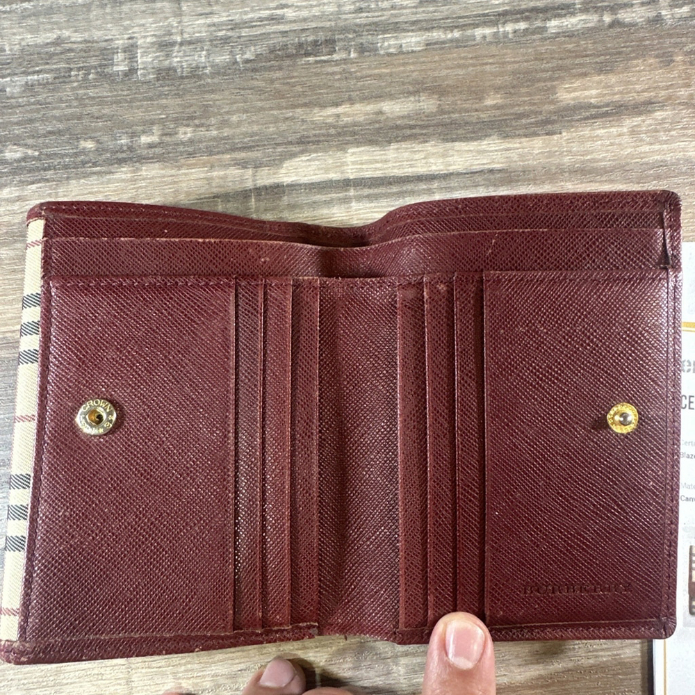 Burberry Nova Check Canvas Leather Trifold Wallet Beige With COA - Picture 4 of 10